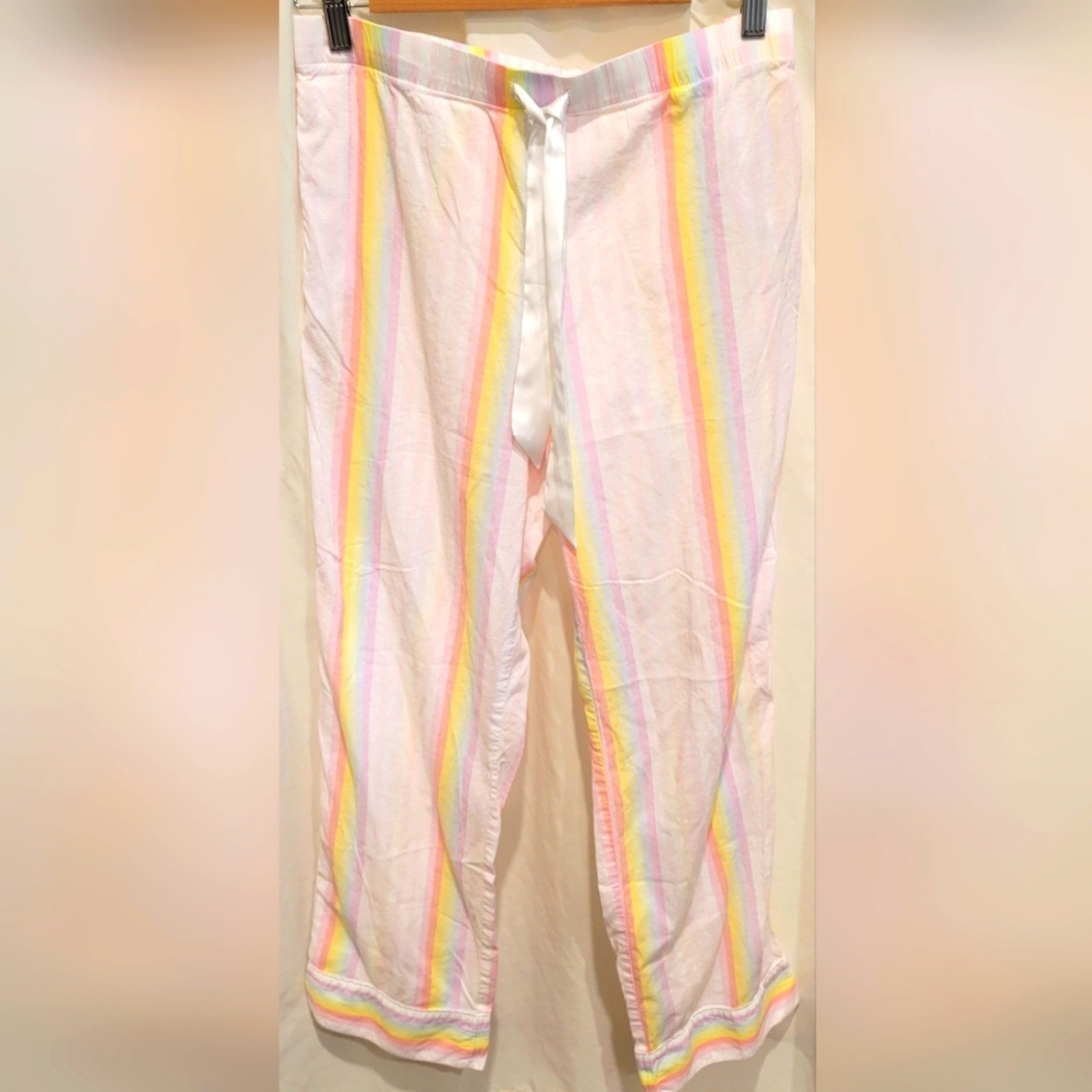 Victoria's Secret Size Medium Multicolor Pink/Citrus Stripes Pajama Pants